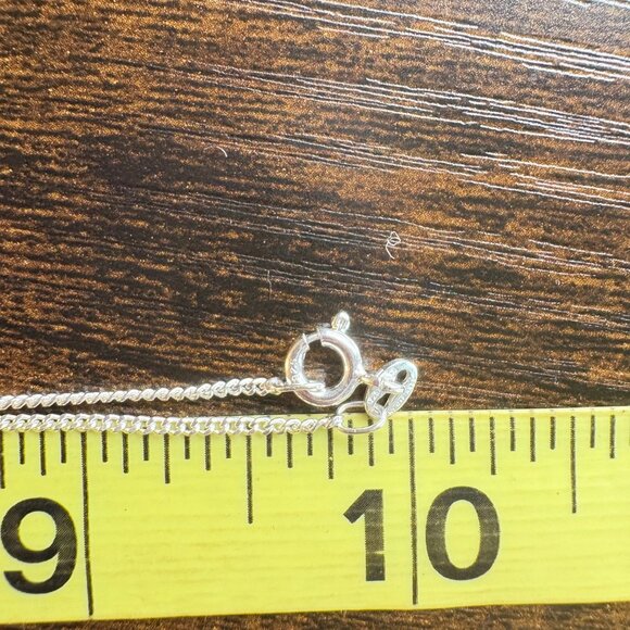 VTG Sterling Silver 925 Blue & White CZ Heart Pendant Necklace Size 20" Length - Picture 8 of 12